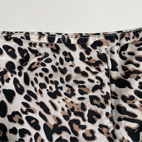 PRINCESS POLLY satin slit mini skirt in snow leopard print - Picture 6 of 10